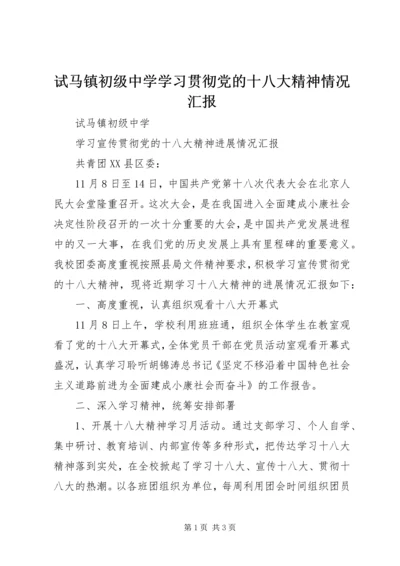 试马镇初级中学学习贯彻党的十八大精神情况汇报 (4).docx