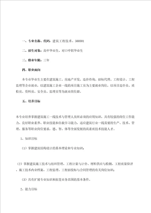 筑工程技术专业人才培养方案