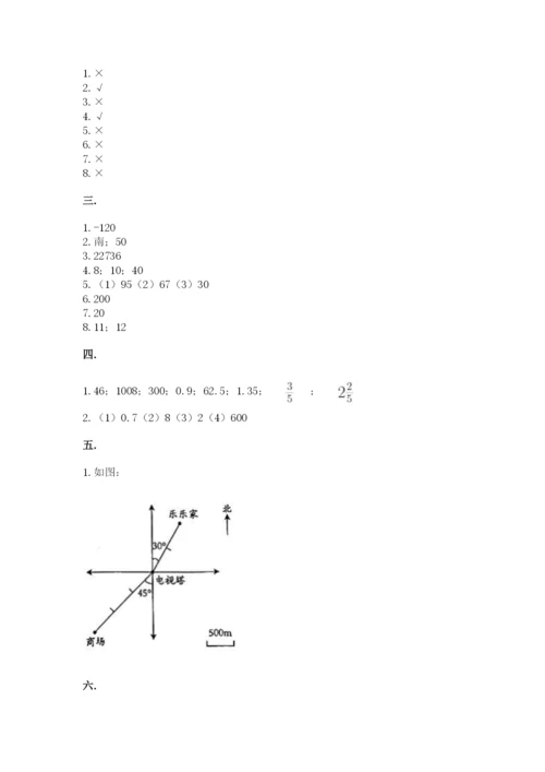 人教版六年级数学小升初试卷及答案【名师系列】.docx