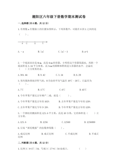 潮阳区六年级下册数学期末测试卷必考题.docx