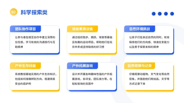 蓝黄色简约插画风暑假活动PPT模板