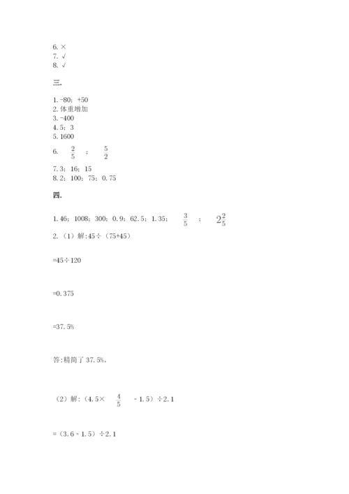 小学六年级数学期末自测题附答案【模拟题】.docx