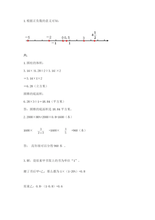 小学六年级下册数学摸底考试题精品【含答案】.docx