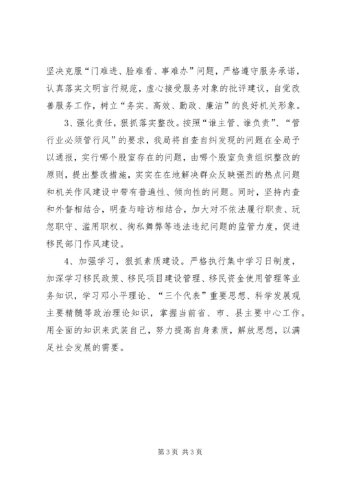县移民局关于治庸问责集中排查的情况报告.docx