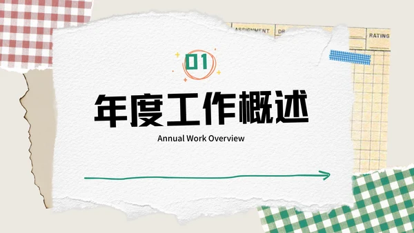 撕纸创意年终工作总结通用PPT模板