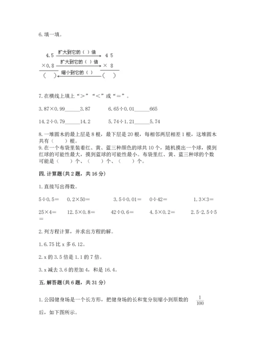 人教版数学五年级上册期末考试试卷含答案【能力提升】.docx