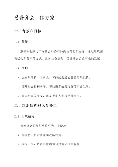 建立慈善分会工作方案