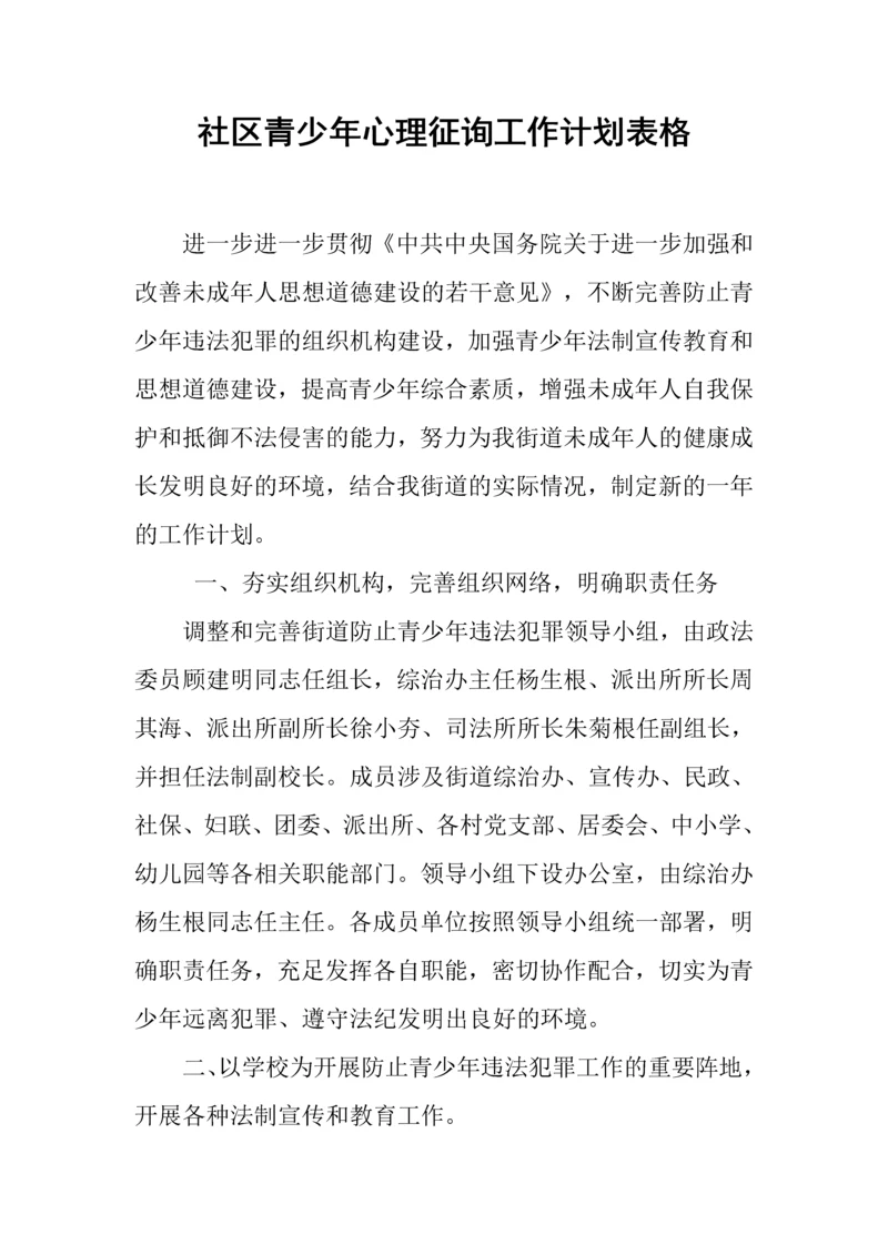 社区青少年心理咨询工作计划表格.docx