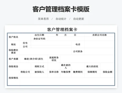 客户管理档案卡模版
