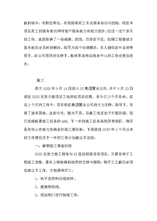 项目经理试用期工作总结三篇