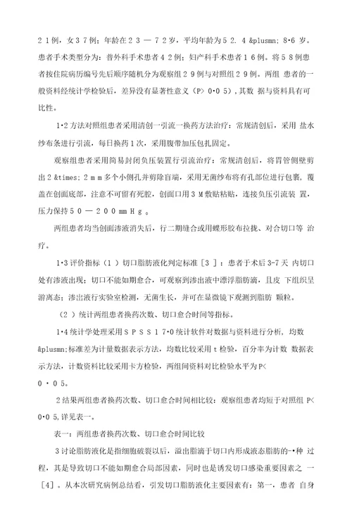 不同方法治疗腹部手术切口脂肪液化的疗效对比及其影响因素分析