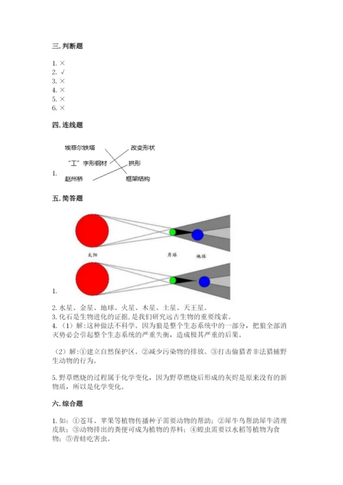 教科版六年级下册科学期末测试卷含答案（新）.docx