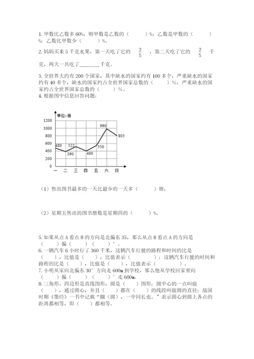 2022六年级上册数学期末考试试卷及参考答案【预热题】.docx