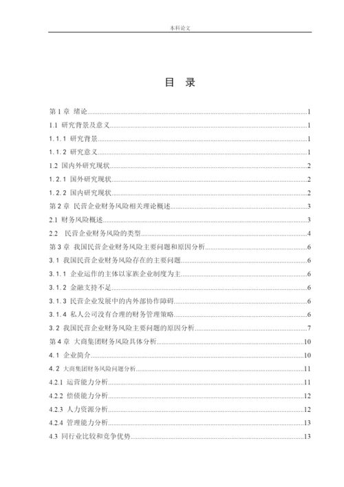 166020409-王鑫桐（论文）-民营企业财务风险控制研究-以大商集团为例.docx