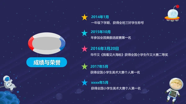天体宇宙卡通小学生班干部竞选PPT模板