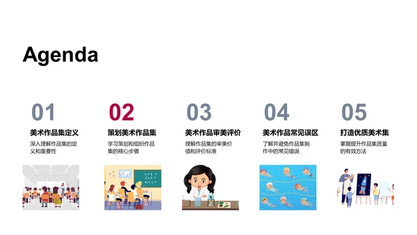 美术作品集策略教学PPT模板