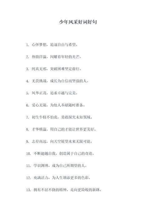 少年风采好词好句