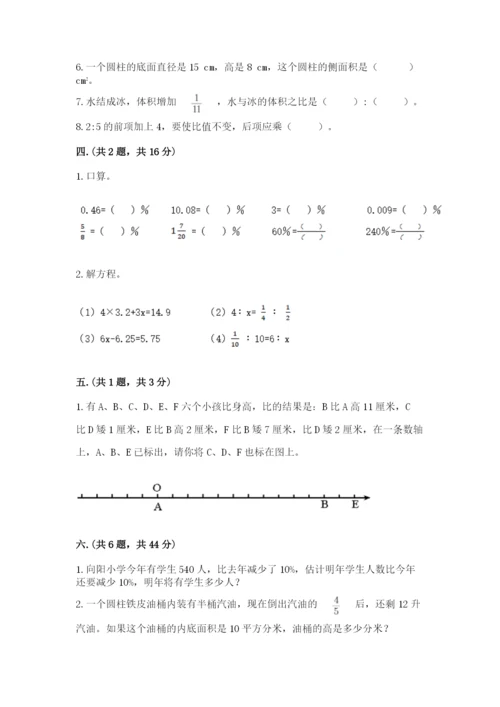 小学六年级数学摸底考试题精品【黄金题型】.docx
