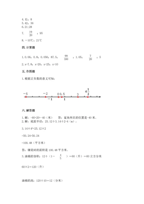 小学六年级下册数学期末卷及参考答案【a卷】.docx