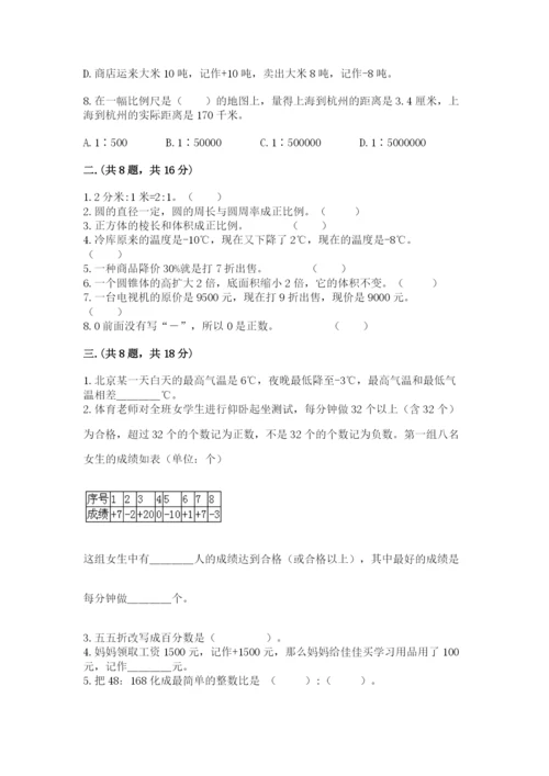 小学六年级数学期末自测题（基础题）.docx