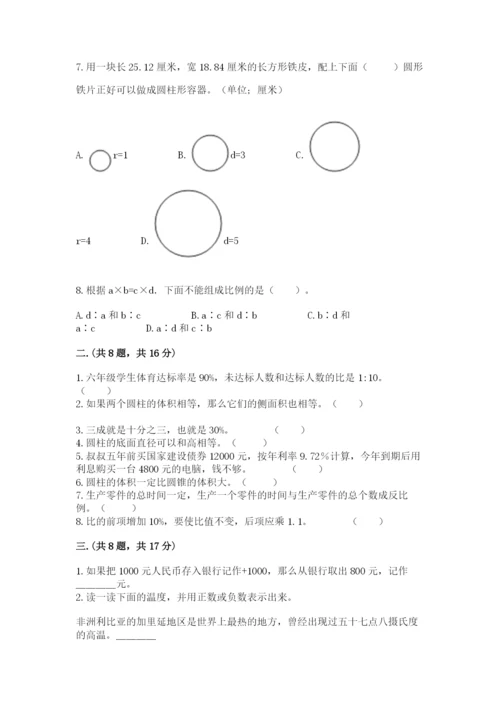 苏教版数学小升初模拟试卷（夺分金卷）.docx