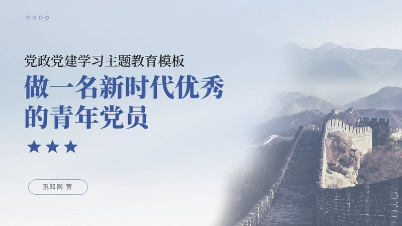 蓝色政党做一名新时代优秀的青年党员党课PPT党建