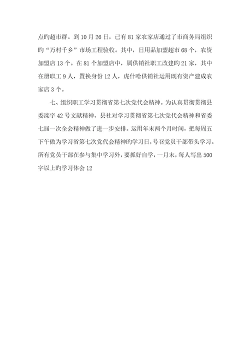 2022年供销社党委工作总结及工作计划