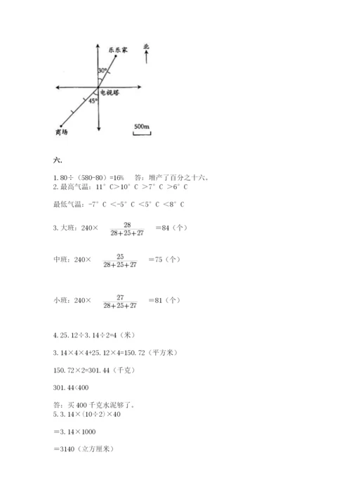小学六年级下册数学摸底考试题精品有答案.docx