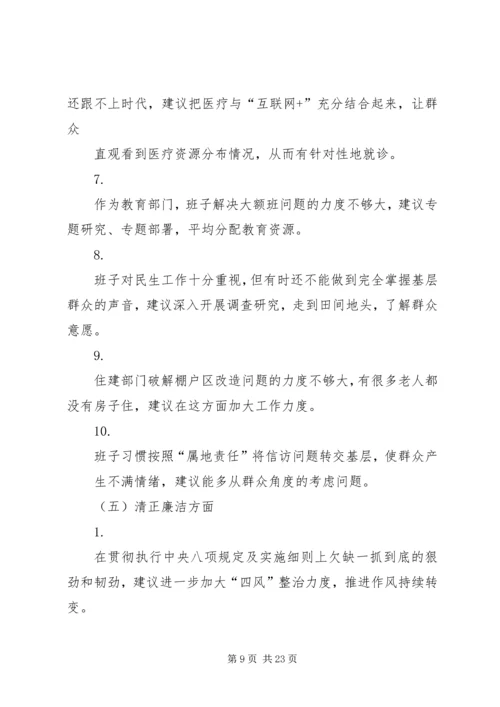 对党委班子成员的意见和建议(5方面100条).docx