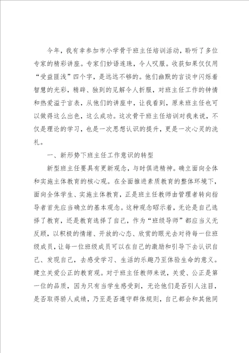 班主任的培训心得范文总结精选