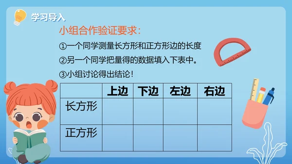 人教版数学三年级长方形和正方形的特征课件PPT模板