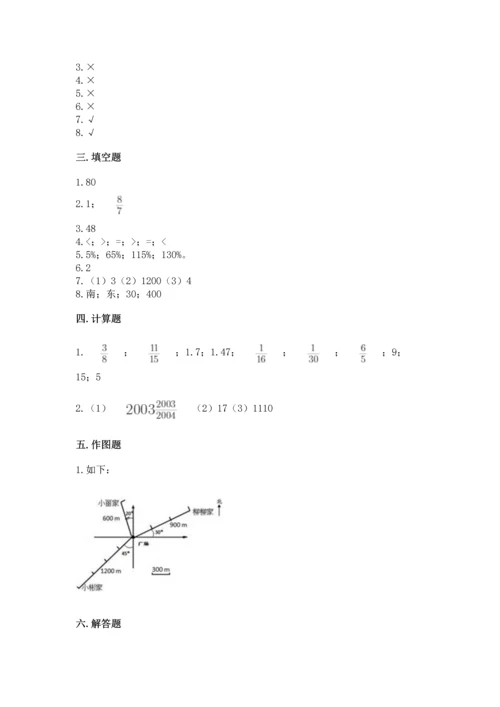 人教版六年级上册数学期末测试卷（预热题）word版.docx