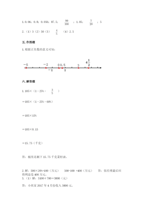 冀教版小学六年级下册数学期末综合素养测试卷附答案ab卷.docx