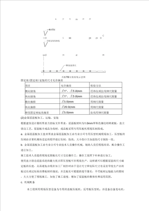 金属屋面施工技术方案