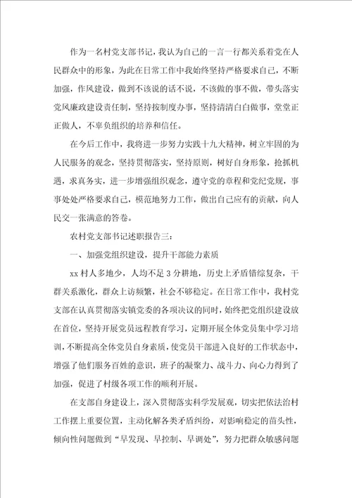 农村党支部书记述职报告精选范文