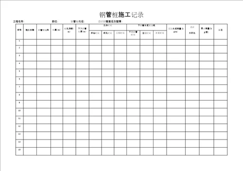 钢管桩施工记录修订稿