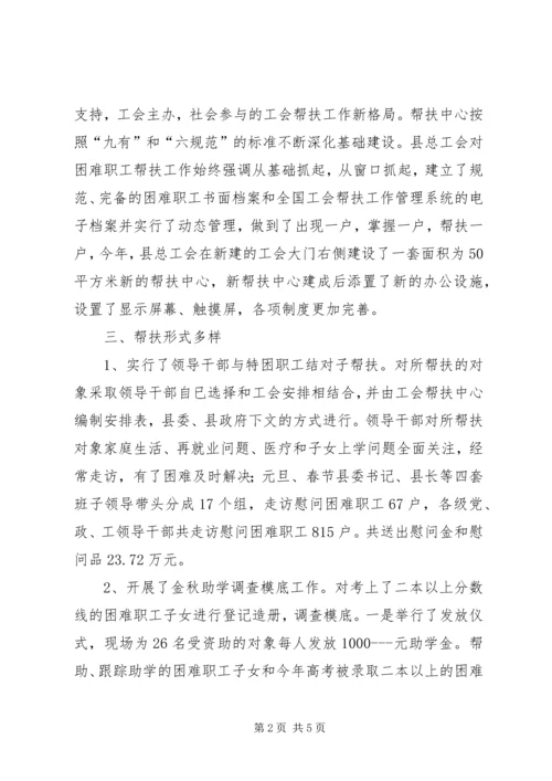 县总工会帮扶中心工作汇报.docx