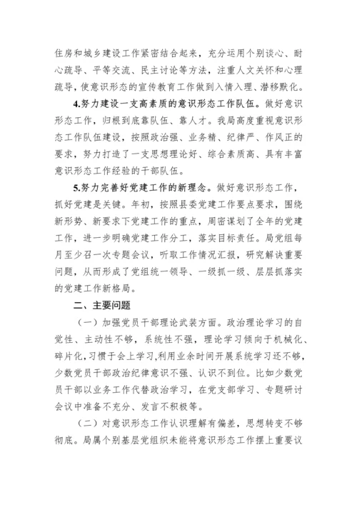 【意识形态】2022年住建局意识形态工作报告汇编（6篇）.docx