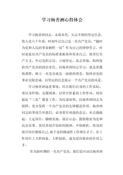 学习杨善洲心得体会1