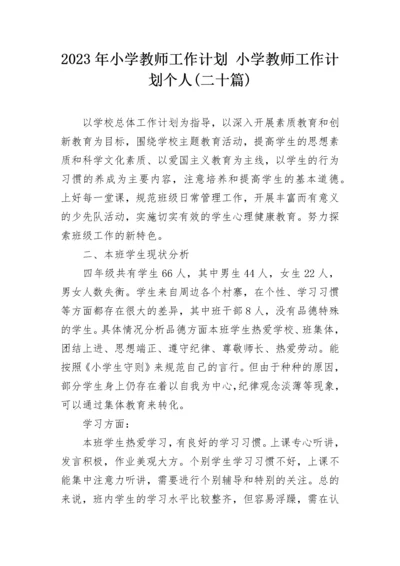 2023年小学教师工作计划 小学教师工作计划个人(二十篇).docx
