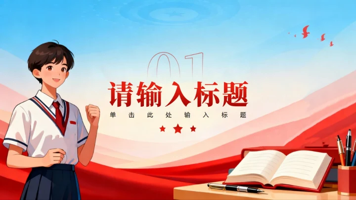 章节页-红色党政插画风校园团支书竞选演讲PPT单页