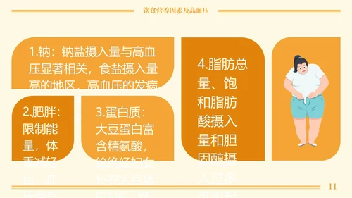 黄色卡通高血压与饮食健康培训课程PPT模板