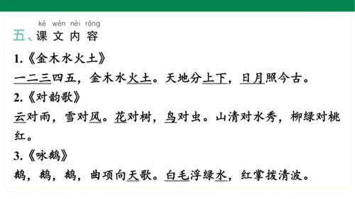 统编版语文一年级上册期中复习单元知识盘点  课件