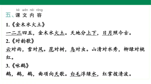 统编版语文一年级上册期中复习单元知识盘点  课件