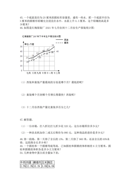 六年级小升初数学应用题50道带答案（培优）.docx