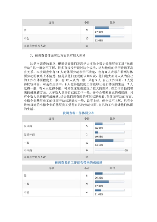 小微企业基层员工体面劳动状况调查报告--毕业论文.docx