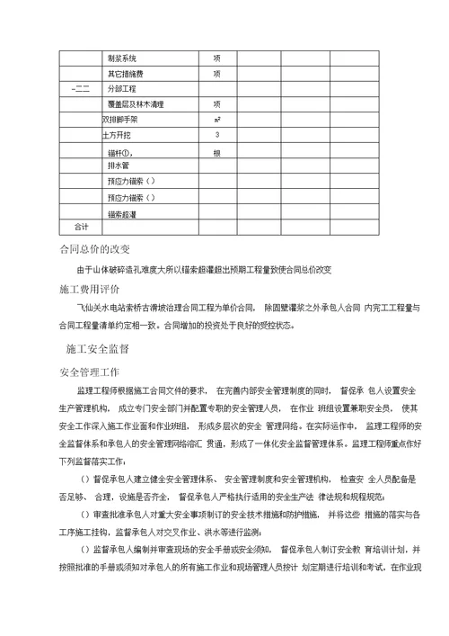 古滑坡体治理工程监理工作报告