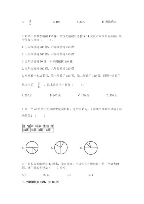 2022人教版六年级上册数学期末卷附参考答案【能力提升】.docx