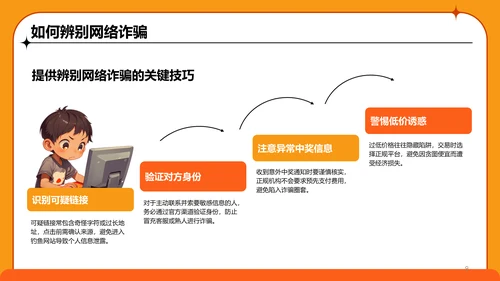 橙色卡通风中小学网络安全课件PPT模板