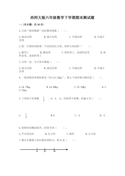 西师大版六年级数学下学期期末测试题（考点精练）.docx